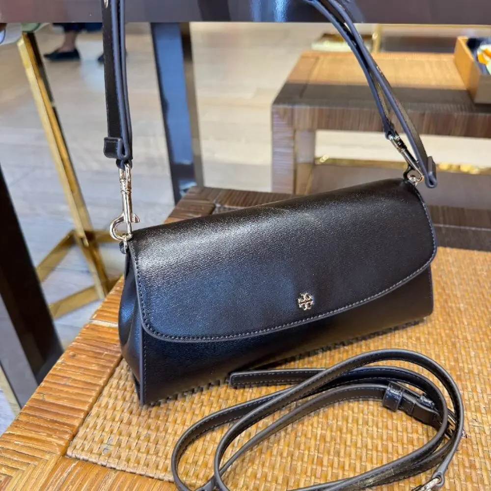 Tory Burch Rory Textured Flap Shoulder Bag 183714 $575 Warm Mahogany
